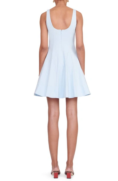 Shop Staud Wells Cotton Stretch Poplin Fit & Flare Dress In French Blue