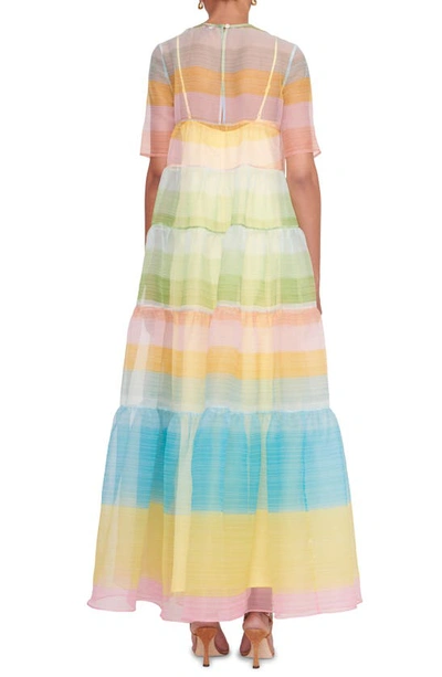 Shop Staud Hyacinth Organza A-line Dress In Coastal Ombre