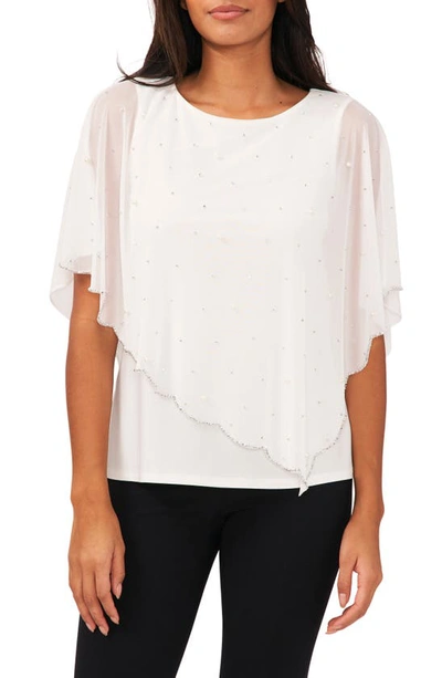 Shop Chaus Rhinestone Overlay Top In Ivory