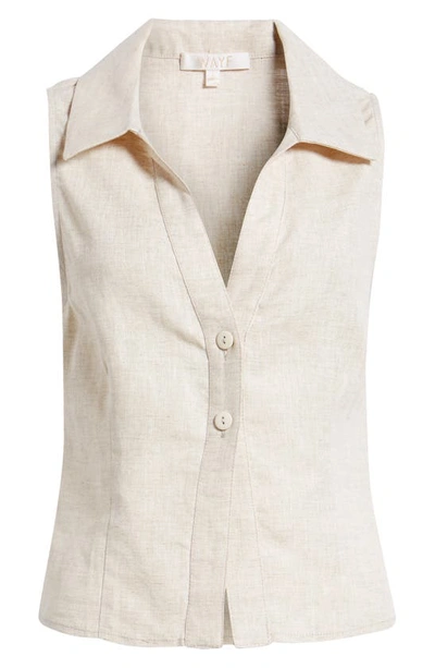 Shop Wayf Devin Sleeveless Linen Shirt In Natural