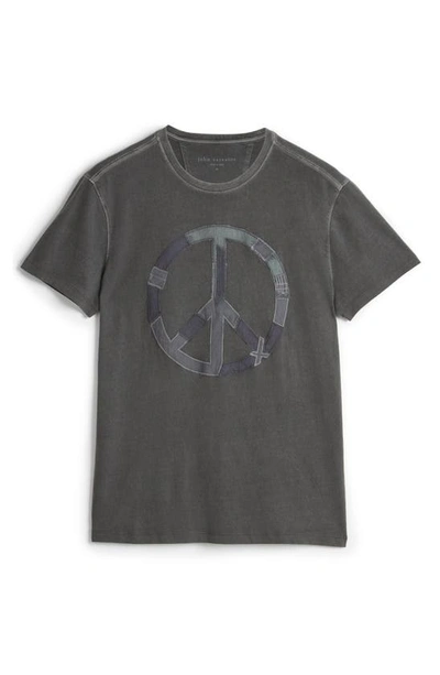 Shop John Varvatos Reconstruct Patchwork Peace Sign T-shirt In Coal