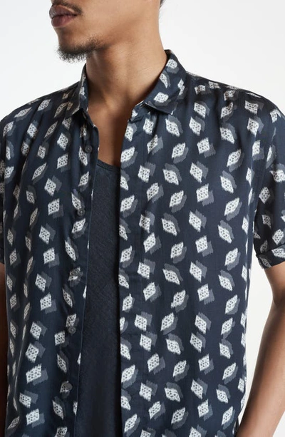 Shop John Varvatos Loren Slim Fit Short Sleeve Button-up Shirt In Black