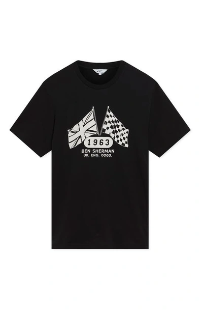 Shop Ben Sherman Heritage Flag Organic Cotton Graphic T-shirt In Black