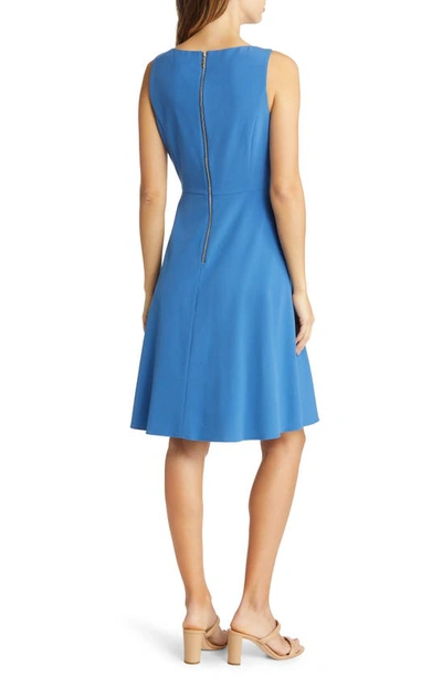 Shop Tahari Asl Inverted Pleat A-line Sleeveless Dress In Azure Blue