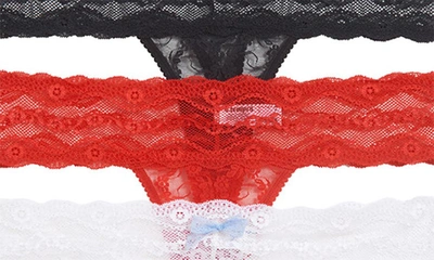B.tempt'd By Wacoal Assorted 3-pack Lace Kiss Thongs In Lace Kiss Basic 1