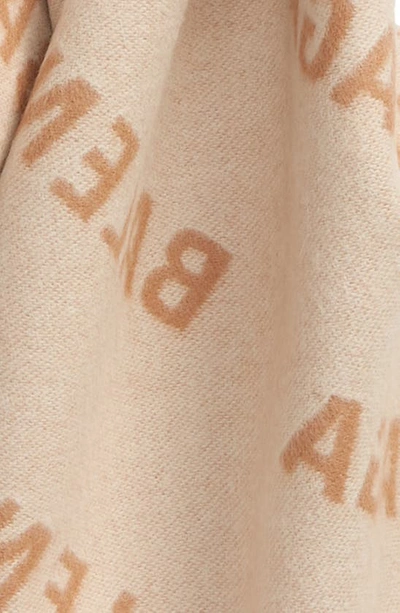 Shop Balenciaga Macro Logo Jacquard Wool Scarf In Camel/ White W