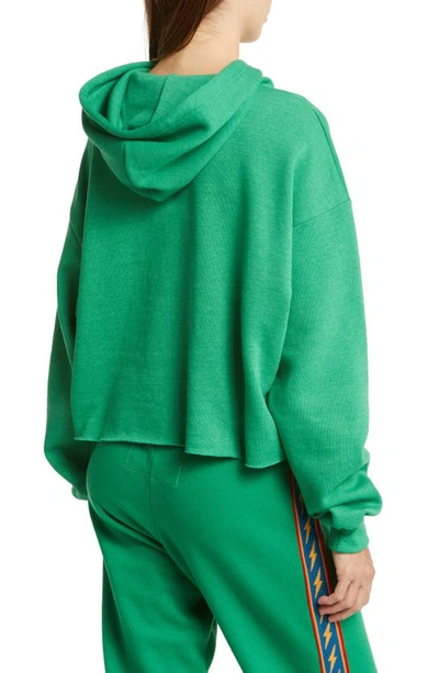 Shop Aviator Nation Bolt Stripe Relaxed Fit Crop Hoodie In Kelly Green