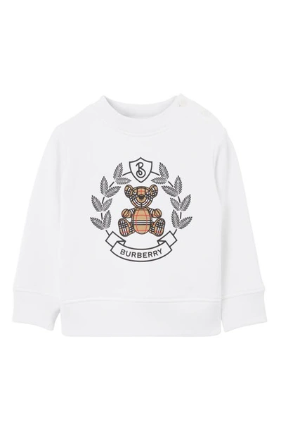 Shop Burberry Kids' Crest Cotton Graphic T-shirt In White