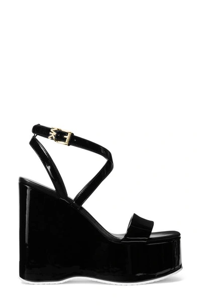Shop Michael Michael Kors Paola Platform Wedge Sandal In Black