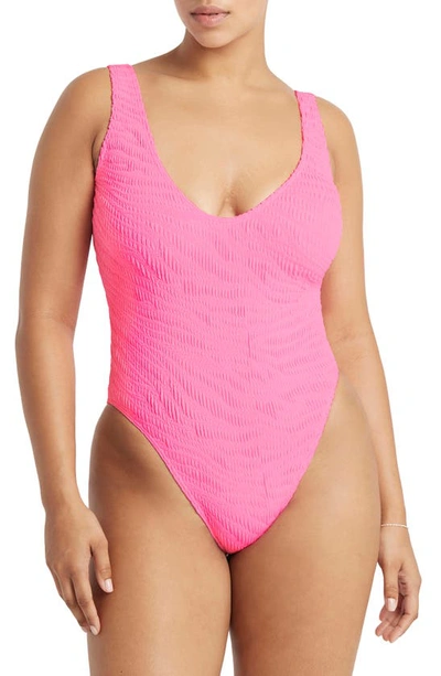 Shop Bound By Bond-eye Mara Textured One-piece Swimsuit In Pink Tiger