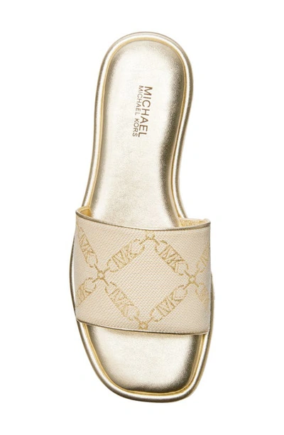 Shop Michael Michael Kors Hayworth Slide Sandal In Natural/ Palegold