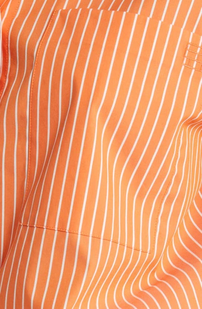 Shop Frame The Oversize Pinstripe Shirt In Bright Tangerine Multi