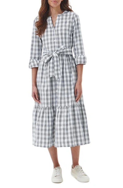 Shop Barbour Seamills Cotton Gingham Shirtdress In Navy Check