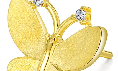 Shop Lafonn Simulated Diamond Butterfly Earrings In Gold/ White