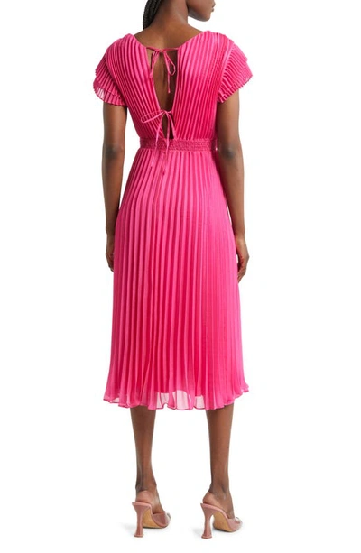 Shop Adelyn Rae Daisy Pleated Tie Back Midi Dress In Pink