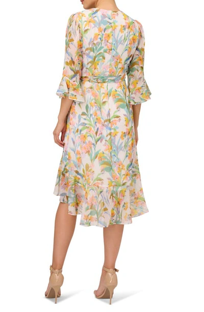 Shop Adrianna Papell Floral Faux Wrap Dress In Ivory Multi