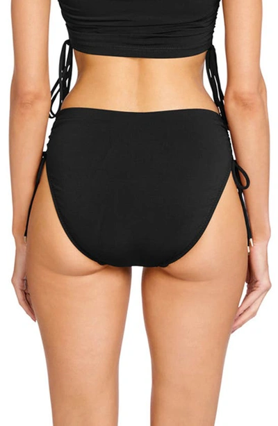 Shop Robin Piccone Aubrey Ruched High Waist Bikini Bottoms In Black