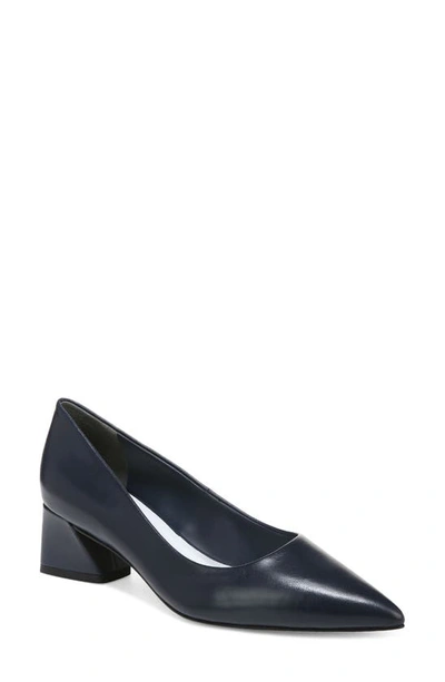 Franco Sarto Racer-pump Pointed Toe Block Heel Pumps In Navy