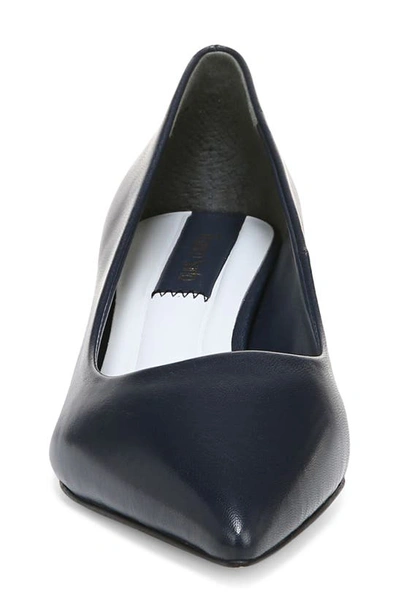 Franco Sarto Racer-pump Pointed Toe Block Heel Pumps In Navy
