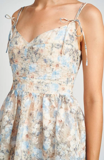 Shop En Saison Tosca Floral Midi Dress In Peach Blue