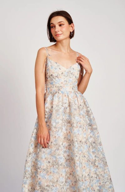 Shop En Saison Tosca Floral Midi Dress In Peach Blue