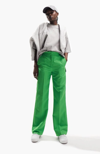 Shop Asos Design Ultimate Straight Leg Trousers In Medium Green