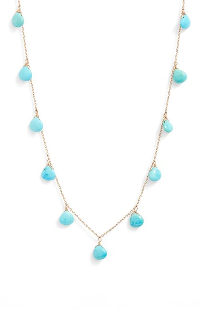 Shop Anzie Briolette Stone Charm Necklace In Turquoise