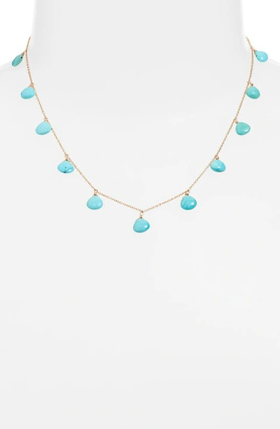 Shop Anzie Briolette Stone Charm Necklace In Turquoise