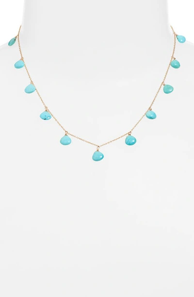 Anzie Briolette Stone Charm Necklace In Turquoise