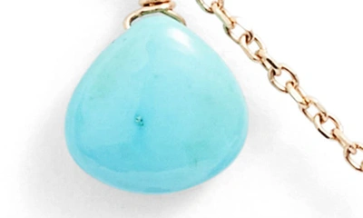 Anzie Briolette Stone Charm Necklace In Turquoise