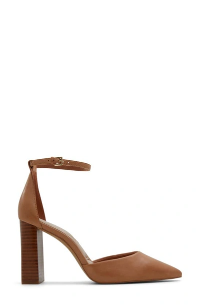 Shop Aldo Millgate Block Heel Pointed Toe Sandal In Medium Brown