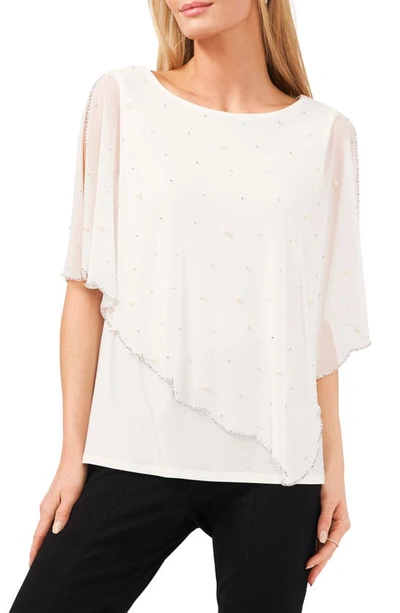 Shop Chaus Embellished Asymmetric Overlay Top In Lily Ivory 159