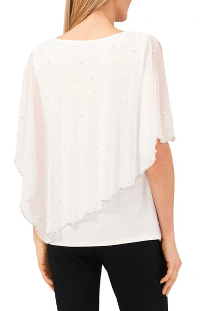 Chaus Embellished Asymmetric Overlay Top In Lily Ivory 159