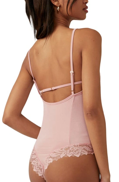 Shop Free People Intimately Fp Wild Bunch Lace Bodysuit In Silver Pink