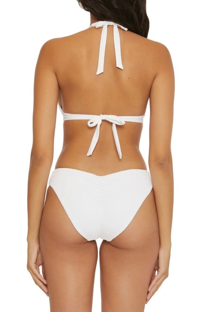 Shop Becca Modern Edge Lace-up Bikini Top In White