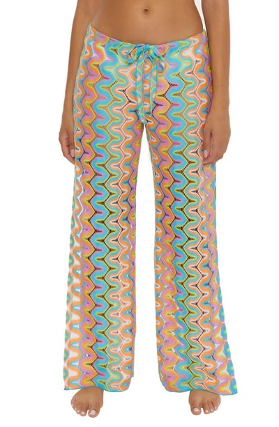 Shop Becca Modwave Crochet Lace Wide Leg Pants In Multi