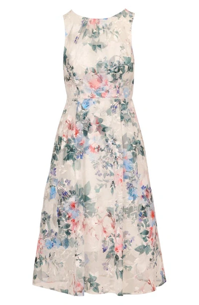 Shop Adrianna Papell Floral Midi Sheath Dress In Ivory Multi
