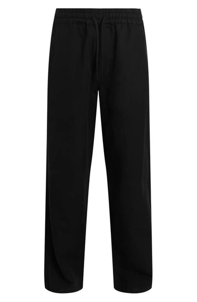 Shop Allsaints Hanbury Cotton & Linen Drawstring Trousers In Jet Black