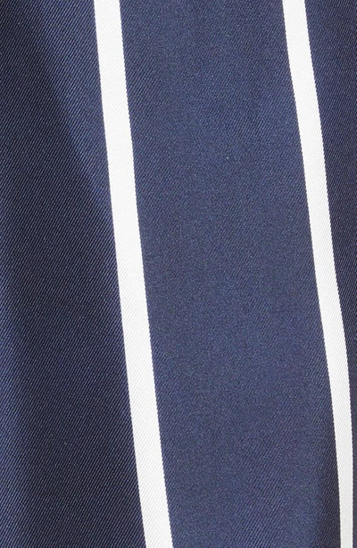 Shop Ami Alexandre Mattiussi Stripe Silk Shorts In Nautic Blue/ Natural White