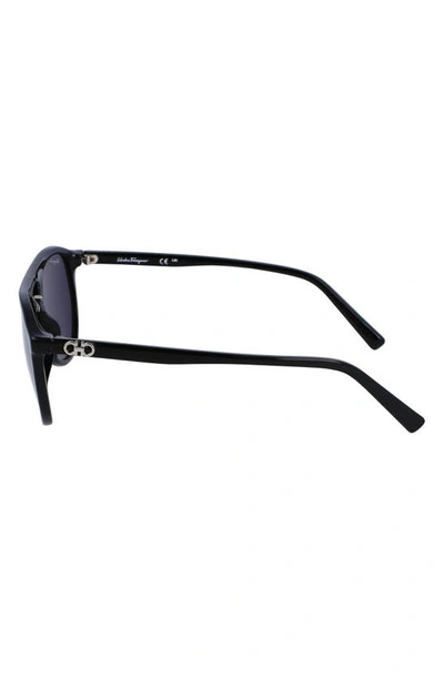 Shop Ferragamo Gancini 54mm Aviator Sunglasses In Black