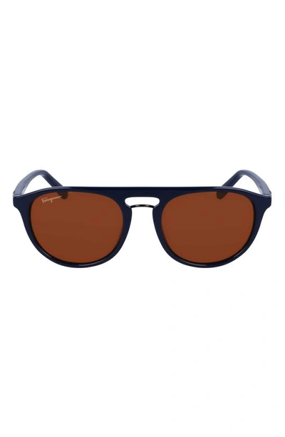 Shop Ferragamo Gancini 54mm Aviator Sunglasses In Blue