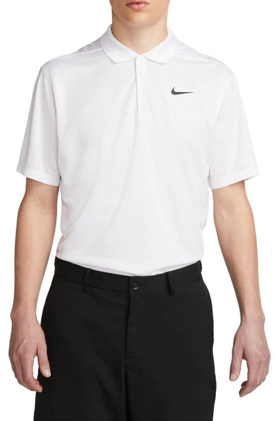 Shop Nike Dri-fit Victory+ Broken Stripe Print Performance Golf Polo In White/ Black