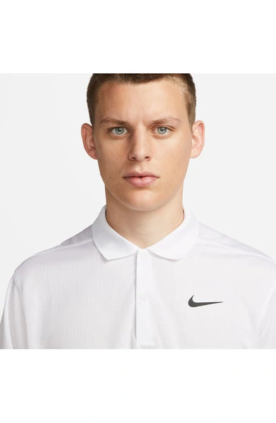 Shop Nike Dri-fit Victory+ Broken Stripe Print Performance Golf Polo In White/ Black