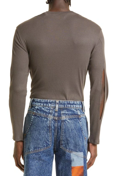 Shop Eckhaus Latta Gender Inclusive Sliced Cotton Blend Rib T-shirt In Grey