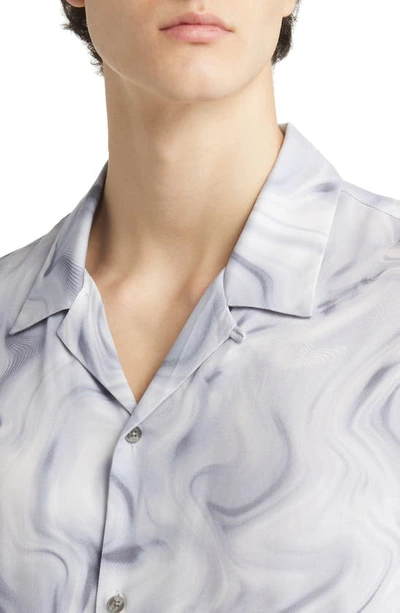 Shop Paige Landon Print Short Sleeve Button-up Shirt In Ocean Wave Multi