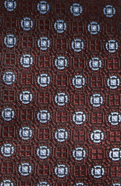 Zegna Ties Cinque Pieghe Medallion Silk Tie In Burgundy
