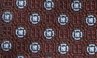 Zegna Ties Cinque Pieghe Medallion Silk Tie In Burgundy