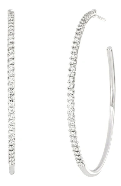 Shop Bony Levy Pavé Diamond Hoop Earrings In White Gold