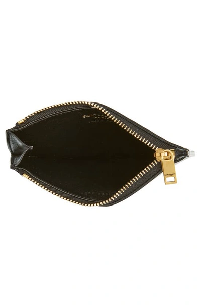 Shop Saint Laurent Fragments Leather Zip Card Case In Noir