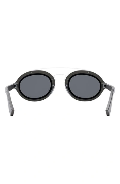 Shop Fendi The Ff  Around 52mm Oval Sunglasses In Grey/ Smoke Mirror